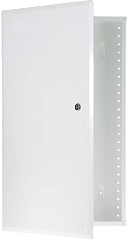On-Q 20 Structured Media Enclosure with Hinged Cover Lock, Glossy White, Surface or Flush Mount