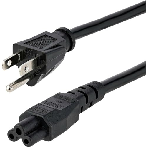 StarTech.com 10ft (3m) Laptop Power Cord, NEMA5-15P to C5 Mickey Mouse, 10A 125V, 18AWG, Laptop Replacement Cord, Printer Cable, Power Brick Cable - UL Listed (PXT101NB3S10)