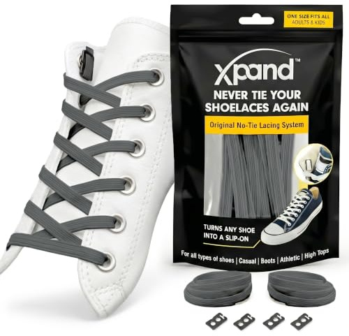 Xpand No Tie Elastic Shoe Laces for Sneakers - Shoelaces for Adults & Kids