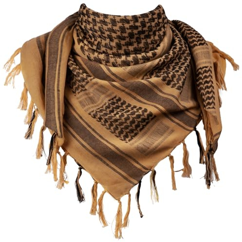 FREE SOLDIER shemagh Foulard da Testa per Uomini e Donne per attività all'Aria Aperta, Sport, Camping, Trekking, tattico, Deserto, shemagh, 110 * 110cm, Marrone