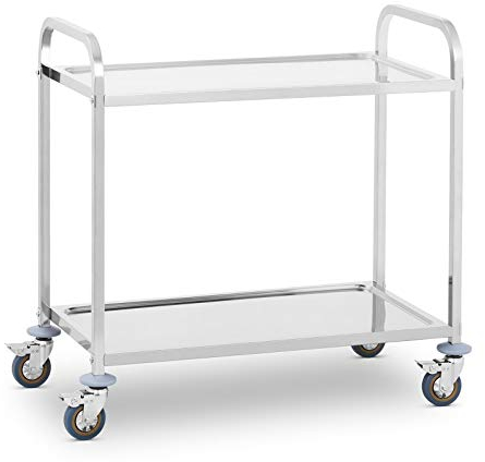 Royal Catering Chariot De Service en Acier INOX Restaurant Débarrassage RCSW 2 (Capacité 160 kg, Espacement des Plateaux 60 cm, roulettes Pivotantes sur 360°, 4 Freins, Plateaux De 89,5 x 50 cm)