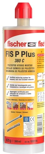 fischer - Taco químico Anclaje Químico FIS P Plus 380 C poliéster sin estireno (cartucho 380 ml) certificado para ladrillo y hormigón, incluye dos cánulas.