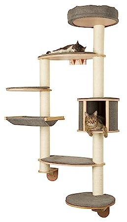 Kerbl Pet Wandkratzbaum Dolomit Tofana XL, Katzenkratzbaum, grau, 70x45x185cm, für mehrere Katzen, platzsparend montierbar, abnehmbare Kissen, Sisalsäulen