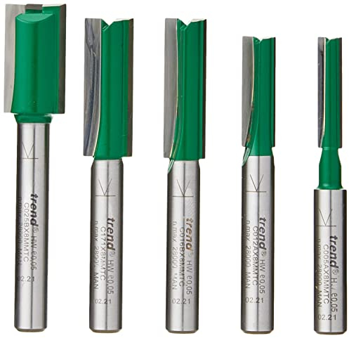 Trend CraftPro 5 Piece Metric Mortise and Tenon Router Cutter Starter Set, 8mm Shank, Craft Range, Storage Case Included, SET/MT2X8MMTC