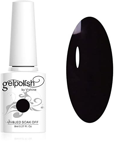 Vishine Esmalte de uñas semi-permanent Soak Off UV LED Gel Polish Nail Gel Manicura, Negro (687)