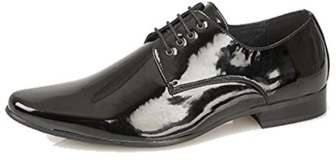 Mens Black Patent 4 eye Chisel Toe Gibson Shoes size 9 UK