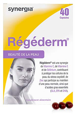 RÉGÉDERM 40 Capsules | Régénère la Peau Sèche et protège la peau des effets du vieillissement | Huile d’onagre riche en oméga 3, vitamines C et E, sélénium et zinc | LABORATOIRE SYNERGIA