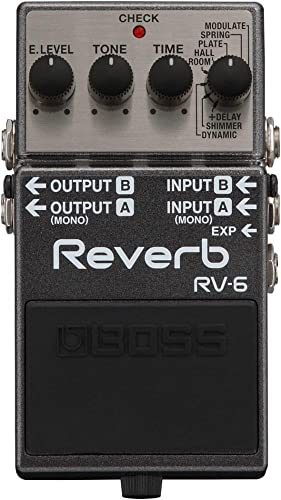 BOSS RV-6 Reverb Guitar Pedal, 8 Hall-Programme & Top-Level Hall-Sounds, Silber