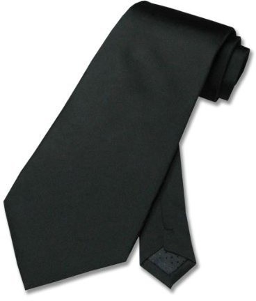100% SILK Solid BLACK Neck Tie. Men's NeckTie.