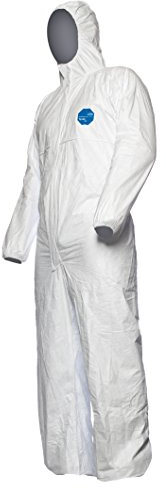 DuPont D14663953 Tyvek 500 Xpert Chemische Schutzkleidung mit Kapuze, Kategorie III, Typ 5-B und 6-B, Weiß, Größe S