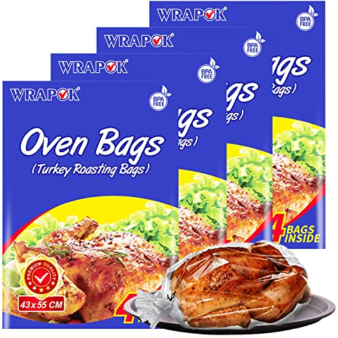 WRAPOK Bratbeutel Kochen Ofen Taschen Kleine - 16 Stück (25 x 38 cm) Für Mikrowellen die Türkei Huhn Fleisch Geflügel Fisch Meeresfrüchte Gemüse