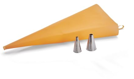 De Buyer - Lot : 1 poche pâtissière + 2 douilles en inox - Longueur 35 cm -, Orange
