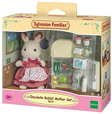 Sylvanian Families 5014 Schokoladenhasen Mutter mit Kühlschrank - Puppenhaus Spielset Mehrfarbig
