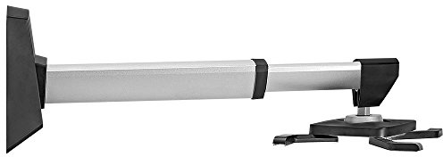 Cmple - Aluminum Short Throw Projector Wall Mount, Tilt & 360 Degree Swivel Wall Projector Bracket Mount with Telescopic Slide for LCD LED Projectors - Max 22lbs (Silver/Black)