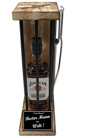 Jim Beam Geschenk Männer Geschenk für Männer Eiserne Reserve Black Edition Text s/w Bester Mann der Welt - Spirituosen Geschenkverpackung Bourbon Whisky (1 x 0.70 l)