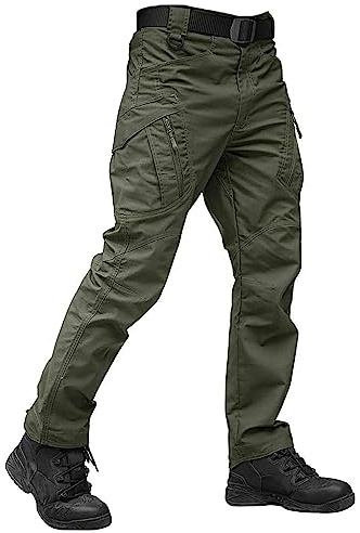 TACVASEN Tactical Work Pants for Men Water Resistant Lightweight Outdoor Hiking Pants Slim Fit Cargo Trousers with Multi Pockets ArmyGreen 40