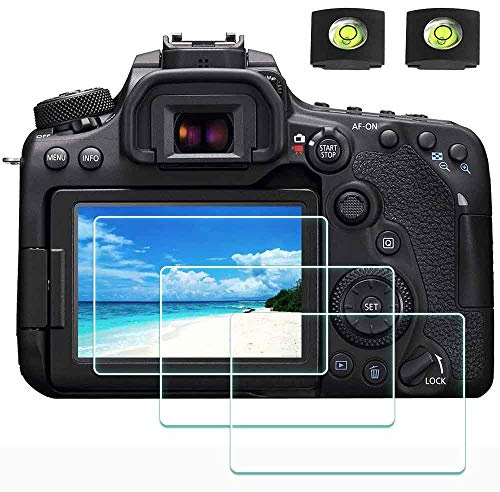 ULBTER 90D Canon EOS 90D kamera skärmskydd och clogskydd, kamera skyddande optiskt härdat glas 0,3 mm hårdhet 9H anti-repa anti-spår anti-bubbla - 3 st