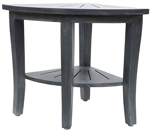 Redmon Genuine Teak Corner Bench, Weathered Grey