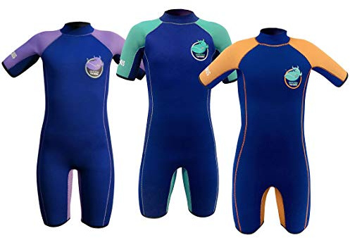 Team Magnus 5mm neoprène Combinaison plongée extrêmement Chaude - Shorty Thermique Ultra élastique pour Enfants 3-14 Ans (Bleu Marine/Lilas Devilfish, 140)