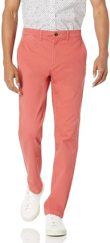 Amazon Essentials Men's Slim-Fit Casual Stretch Chino Pant, Washed Red, 36W x 30L