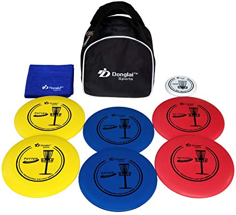 Disc Golf Starter Set/Disc Golf Anfänger Set, inklusive 2x Treiber, 2x Mittelbereich, 2x Putter, Tragetasche, Handtuch und Mini Marker, Disc Golf Anfänger Set