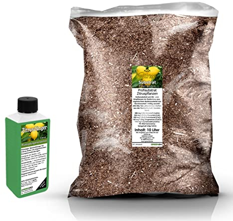 Umtopf - Set für Zitruspflanzen Citrus - bestehend aus 10 Liter Spezial - Substrat und darauf abgestimmten Flüssigdünger NPK Volldünger (für Zitruspflanzen)
