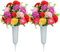 SIFOEL Flores artificiales de cementerio, tumba de clavel falso, flores conmemorativas con jarrón para decoración de lápidas de cementerio, juego de 2