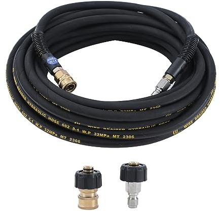 AIM Tools 15M Tuyau pour Nettoyeur Haute Pression, 4000 PSI Tuyau d'Extension de Lavage en Fil Tressé avec 2 Connexion Rapide M22 14 mm à 3/8, Tuyau de Rechange