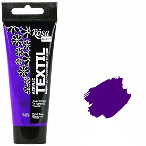Krevo Art Stoffmalfarben Stofffarben Waschfest Textilfarbe dunkelviolett Acrylfarbe Wasserbasis | 60ml Tube | Textilfarbe waschmaschinenfest zum Fixieren | Deckend für helle und dunkle Stoffe