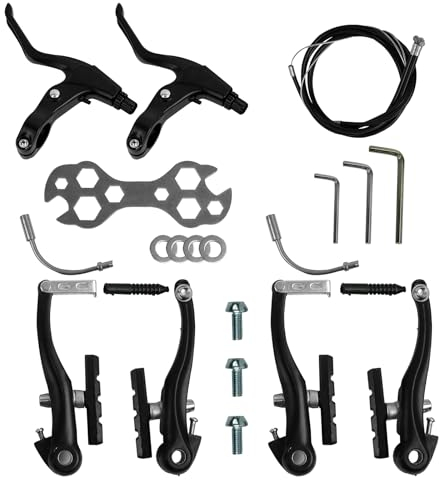Fahrrad Bremsen Set, Fahrradbremsen V Brake Set, Vorne Hinten Fahrradbremse V Brake, Innere und äußere Bremsseile und Bremshebel Kit, Fahrrad Bremse Bremsklötze für Mountainbikes und Rennräder