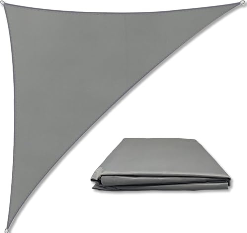 Dreieckiges Sonnensegel, wasserdicht, 5 m x 5 m x 7 m, graues Gartensegel, rechtwinklig, Gartenüberdachung mit 4 Größen optional, 3 Seile, UV-Block, Terrassen-Sonnenschutz, Sonnenschutz, Markisen,