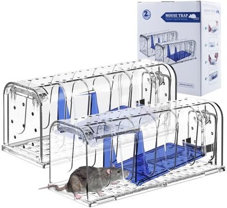Elezenioc 2 Pack Piege A Souris Vivante pour IntéRieur Et ExtéRieur, Piege A Souris, Attrape Cage Piege Souris RéUtilisables, Petit Rongeur Cuisine pour Cuisine, Jardin, Maison, Grenier, Gara