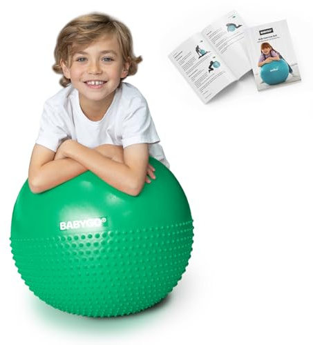 BABYGO® Sensory Exercise Ball | Peanut Ball for Kids Children | Autism Therapy Calming Development Activities Motor Skills | Exercise Book & Pump Included (Exercise Ball, Green)