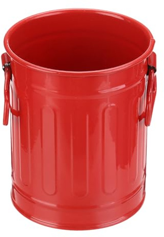 PATIKIL Fass-Bleistifthalter, Metall-Stifthalter für Schreibtisch Stifthalter Becher Organizer mit Griffen Make-up Pinselhalter Schreibwaren Aufbewahrung, Rot