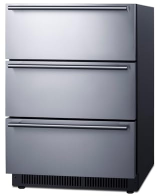 Summit 24 3 Drawer Refrigerator, Built In Drawer refrigerator, 4.9 cu.ft, Stainless Steel- SP6DS3D