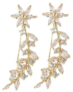 LALADEFIEE boucle d'oreille boucles d'oreilles fête grimpeur d'oreille de feuille chenille d'oreille manchette d'oreille pour femme non perçante bijoux d'oreille cuivre Golden