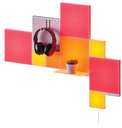 Nanoleaf Blocks 10-Pack Combo Starter Kit | Mix RGBW Color-Changing Wall Light Panels, Light Pegboard & Shelf, Pixel-Art Style, Bluetooth, Wi-Fi Control via App & Voice (Works with Alexa, Apple)