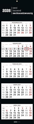 Alpha Edition 5-Monatskalender Black 2026 – Wandkalender 33×120 cm mit 5 Monaten im Überblick & Datumsschieber, faltbarer Büro- & Planungskalender für Homeoffice, Arbeit & Organisation