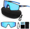 NAMIS Schnelle Brille Rave Polarisierte Fahrradbrille Herren Damen Sportbrille UV400 Schutz Sport Sonnenbrille HD Verstellbare Rennrad Brille Laufbrille für MTB Rennrad Ski Bergsteigen Blau