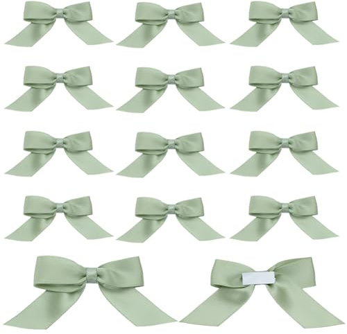 arricraft 60 Pz Salvia Verde Raso Nastro Fiocchi, Poliestere Autoadesivo Bows Pre-Tied Green Bows Bulk per Artigianato Regalo Wrap Festa di Matrimonio Decorazione