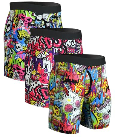 CHUAKIN Mens Athletic Underwear Mens Boxer Briefs Long Leg Trunks Underwear 3 Pack