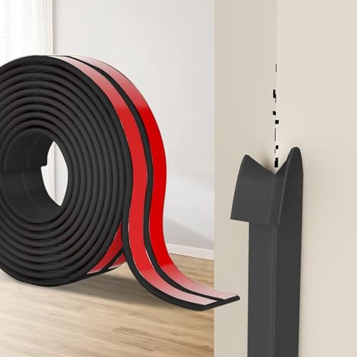 Hengrongshen Självhäftande kantskydd vägglister, TPE flexibel mjuk sockellist skärbar hörnlist, vinkelprofil för väggar, dörrar, fönster, badrum, perfekt för gör-det-själv-renoveringar (svart, 4 cm x