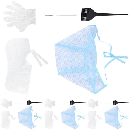 Alipis Kit Cuffie Monouso per Tintura Chioma con Fori Gancio in Metallo e Spazzola Set Professionale per Mèches da Salone Completo di Guanti e PE Adatto a Uso Domestico e