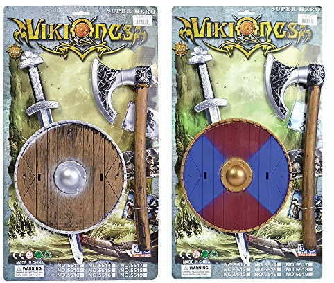 Bristol Novelty Ensemble épée, bouclier et hache de Viking, Unisex Adult, BA404, Multi-colour, taille unique Halloween