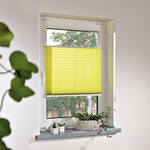 Liedeco® Plissee verspannt mit Klemmträger; 80 x 130 cm grün (BxH); lichtdurchlässig Blickdicht stufenlos verstellbar; leichte Montage ohne Bohren; Klemmen am Fenster; KlemmfixPlissee
