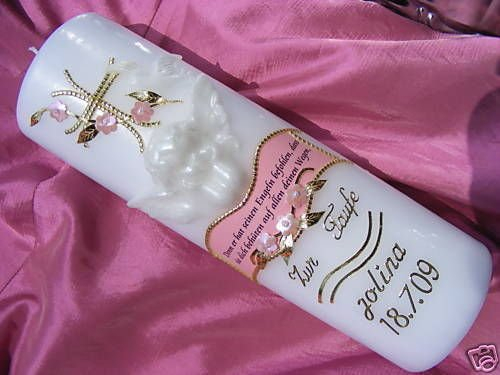 Cierge de baptême et de communion pour garçon et fille 250/70 mm avec belle inscription VT-24 avec accessoires pour écrire soi-même