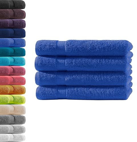4X Handtuch | Royalblau | 100% Baumwolle Frottier | Oeko-TEX® Standard 100 | Premium Qualität 500 g/m²