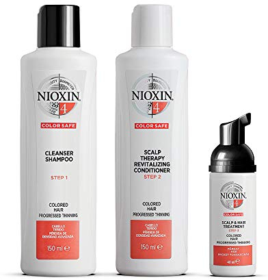 Nioxin 3-Part System, System 4 Coloured Hair with Progressed Thinning , Hair Thickening Treatment, Scalp Therapy, Trial Kit