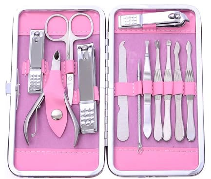 ROHANS 12 PCs Professional Manicure Set for Women Nail Clipper Care Tool Grooming Kit with Travel Case Stainless Steel Manicure Pedicure Set for Men Woman