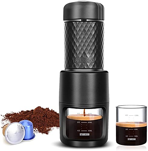 STARESSO CLASSIC Portable Espresso Maker, 2 in1 Travel Coffee Maker,Compatible Capsules and Ground Coffee,Manual Espresso Machine,Hand Press Coffee Maker for Kitchen Travel,Camping,Hiking